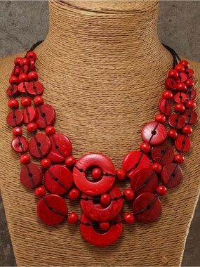 Women’s red multi layer necklace 18 inches